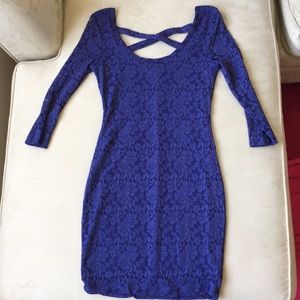Nollie purple lace bodycon mid sleeve mini dress